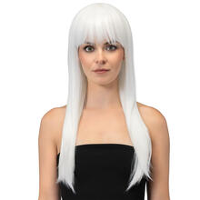 NEU Per�cke Valerina, Langhaar mit Pony, weiss, Premium-Qualit�t