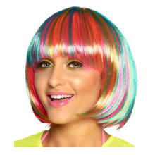 Percke Damen Foxy Bob, Pagenkopf mit Pony Candy Style Neon Pebbles, pink-bunt