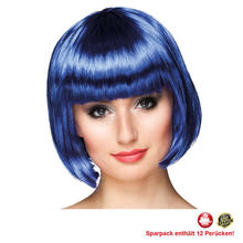 Percke Damen Foxy Bob, Pagenkopf mit Pony, Cabaret, blau - SPARPACK mit 12 Stck