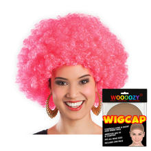 Perücke Unisex Damen Super-Riesen-Afro Locken, pink - mit Haarnetz