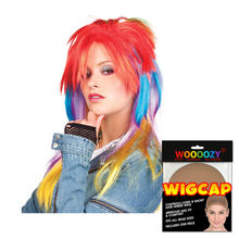 Perücke Damen 80er Punk Rainbeau regenbogen, bunt - mit Haarnetz