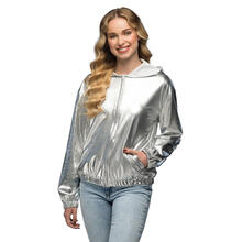 NEU Unisex-Kost�m Bomberjacke silber, mit Kapuze und Taschen, Gr. M