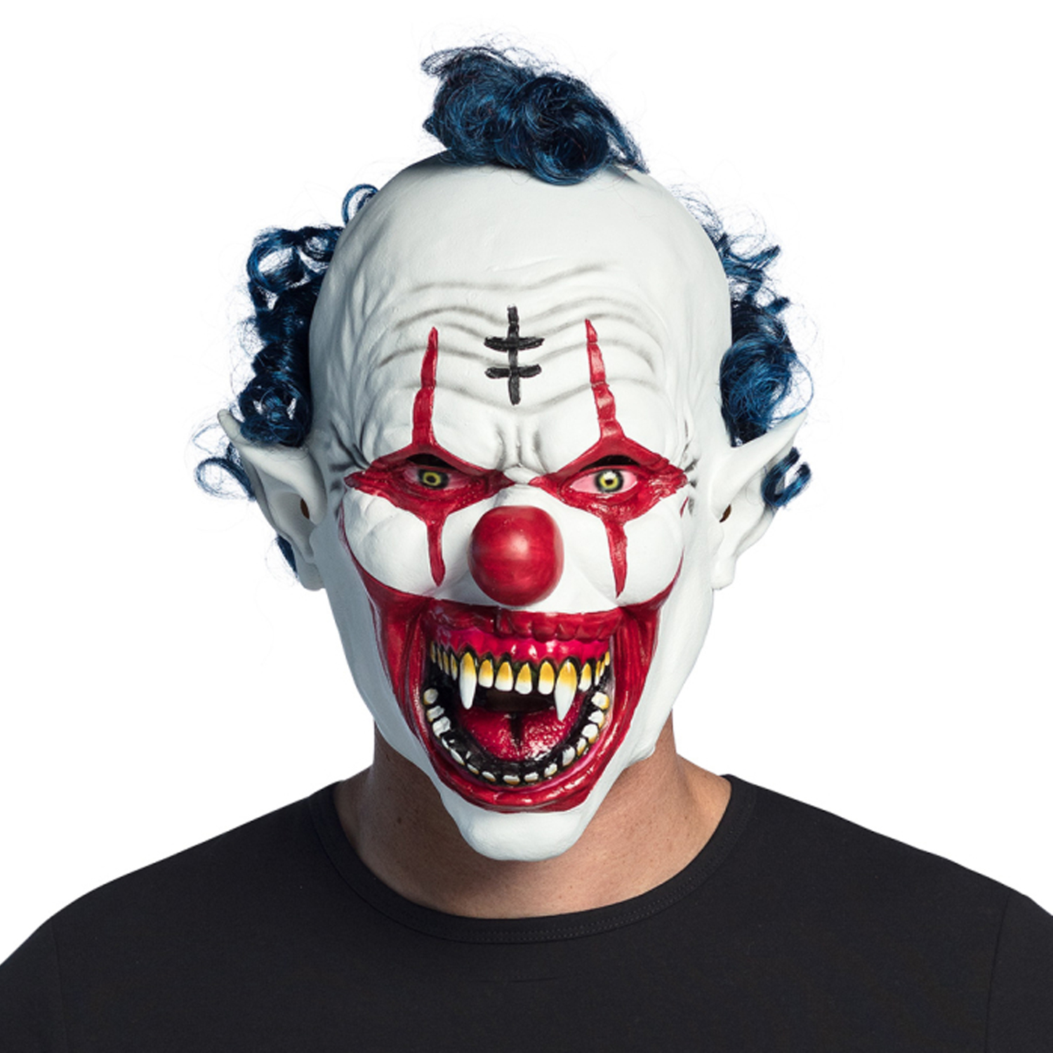 NEU Latex-Gesichtsmaske Vampir Clown, mit Haar