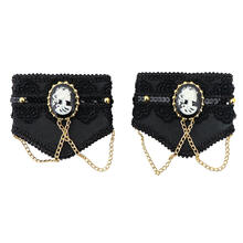 SALE Armbnder / Stulpen im Gothic- / Halloween-Look, Schwarz mit weiem Totenkopf-Emblem, 2 Stck