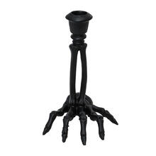 NEU Schwarzer Kerzenständer in Form einer Skeletthand aus Kunstharz, Größe ca. 12 x 11,5 x 16 cm