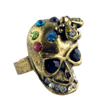 SALE Ring, Gold- und Edelsteinoptik, Totenkopf, Einheitsgre