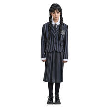 SALE Kinder-Kostm Wednesday Addams Schul-Uniform, schwarz-grau gestreift, 3-tlg., Gr. 140