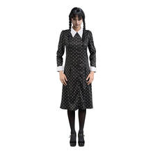SALE Damen-Kostm Wednesday Addams, schwarzes Kleid mit weien Motiven, Gr. XS