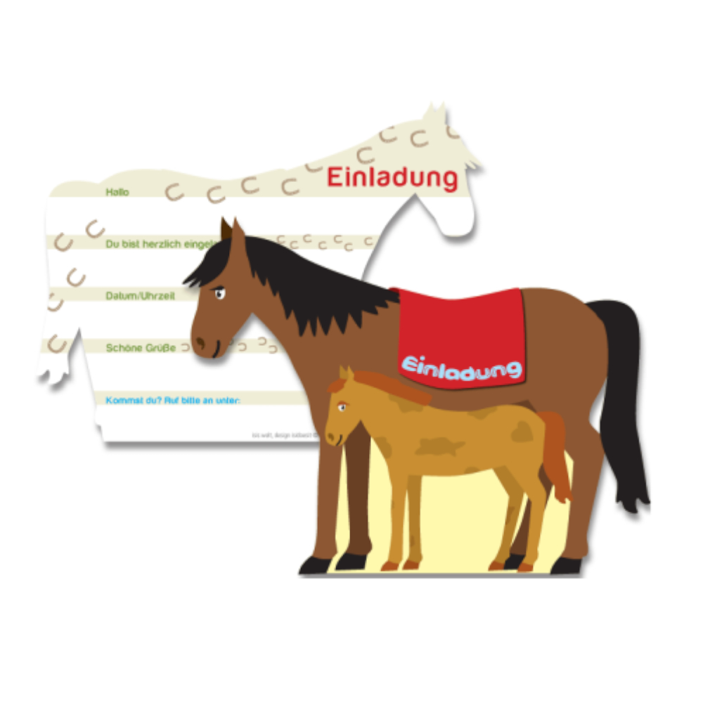 SALE Einladungskarten Pferd, 6 St�ck