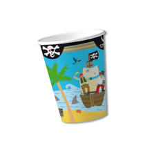 SALE Becher, recycelbar aus Pappe, Piraten Totenkopf, 200 ml, 8 Stck