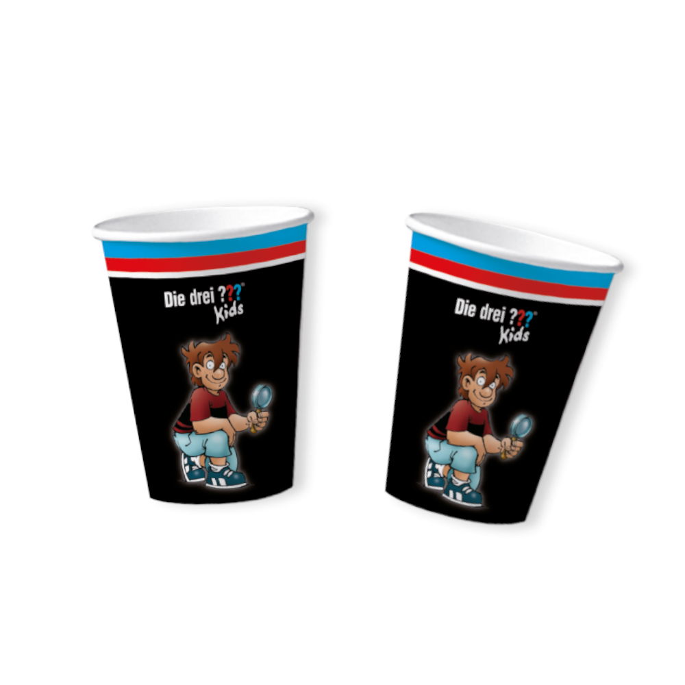 SALE Pappbecher Die drei ???, 8 Stck, 0,2l