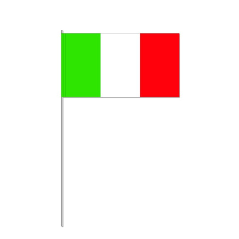 NEU Papierflaggen Italien mit Stab, 12 x 21 cm, 10 Stück