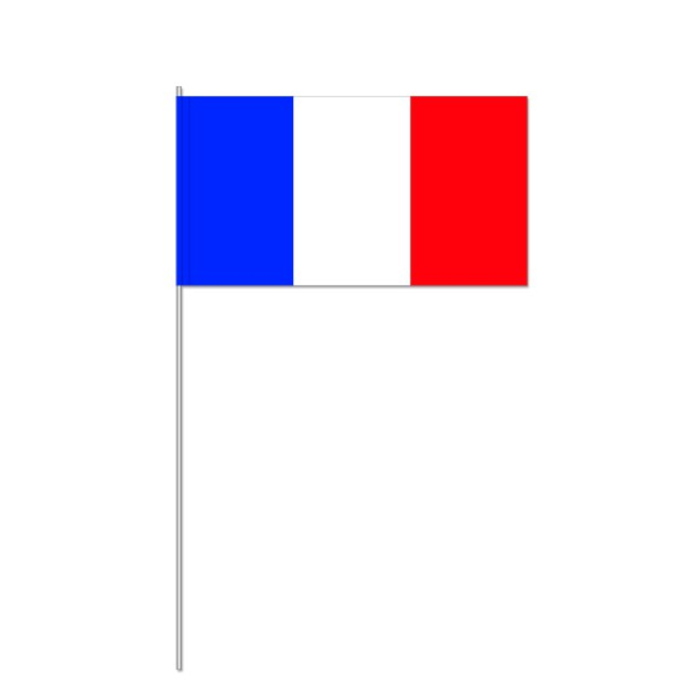 NEU Papierflaggen Frankreich mit Stab, 12 x 21 cm, 10 Stck