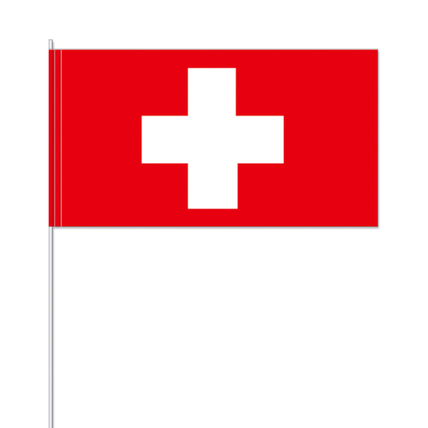 Papierflaggen Schweiz mit Stab, 12 x 21 cm, 10 Stck