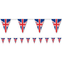 NEU Wimpelkette England aus Papier, 3,5m lang, 10 Flaggen, 20x30 cm