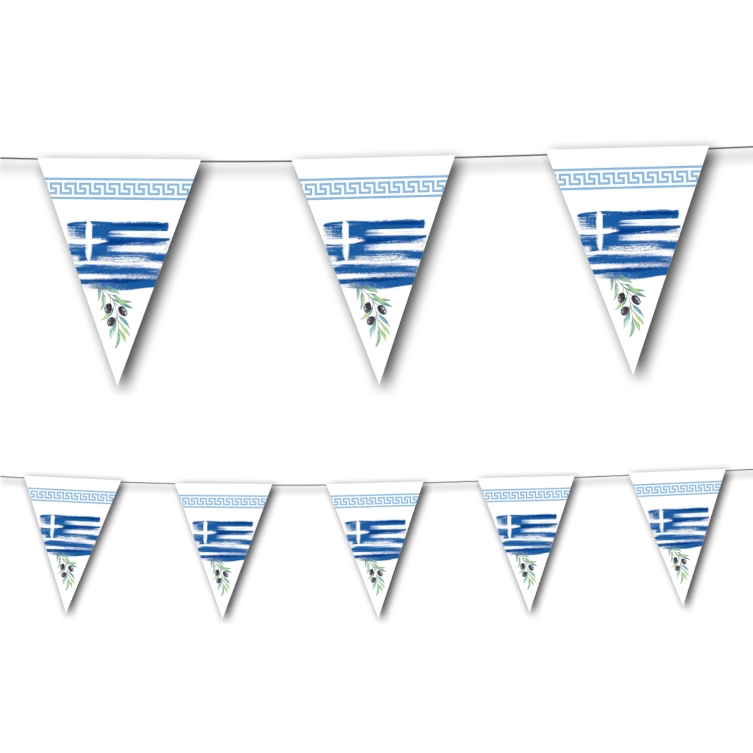 Wimpelkette Griechenland aus Papier, 3,5 m, 10 Wimpel  20x30cm
