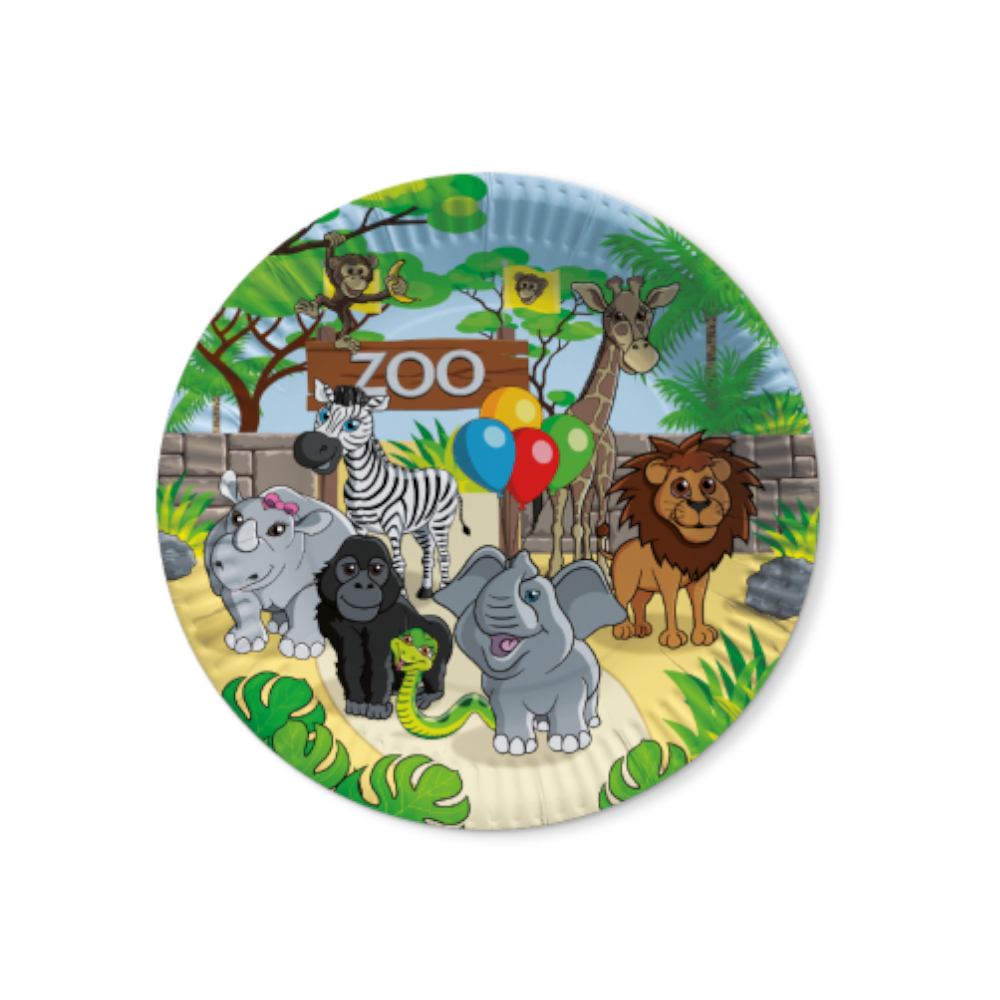 SALE Pappteller Zoo, 8 Stck,  23 cm