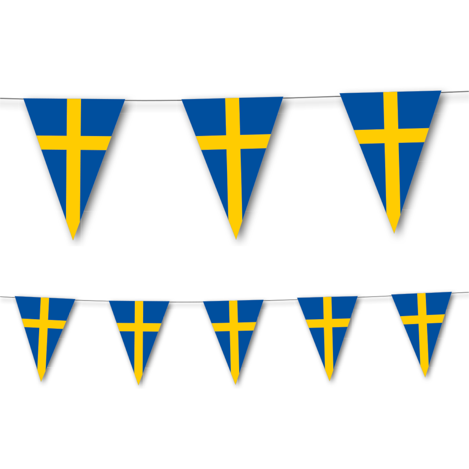 Wimpelkette Schweden aus Papier, 3,5 m, 10 Wimpel  20x30cm