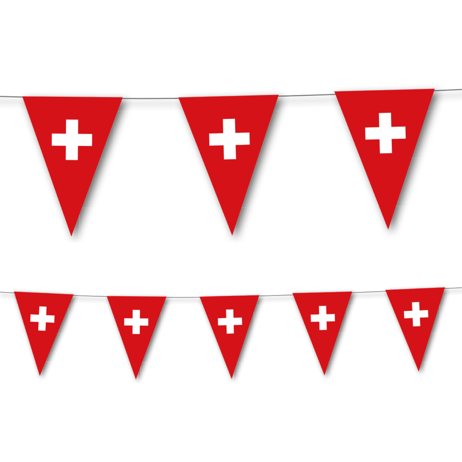 Wimpelkette Schweiz aus Papier, 3,5 m, 10 Wimpel  20x30cm