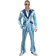 NEU Herren-Kostm 70s Anzug, blau gestreift, Gr. S