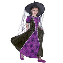 NEU Kinder-Kostm Hexe Spider, Hexenkleid schwarz-lila, Gr. 104