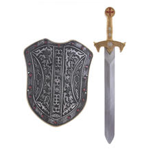 Ritter-Set, Schwert & Schild, antik-silberfarben