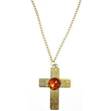 Kette mit Kreuz & Rubin, gold