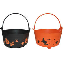 NEU Halloween-Eimer fr Sigkeiten, orange und schwarz sortiert, 1 Stk.