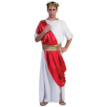 NEU Herren-Kostüm Cäsar, rot-weiße Toga mit Schärpe und Gürtel, Gr. 48-50