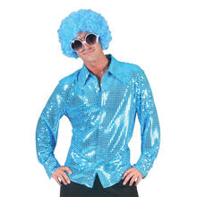 NEU Herren-Kostm Disco Hemd Blau, Gre 48-50