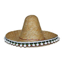 NEU Mexikanischer Hut / Sombrero mit Bommeln, Durchmesser 60 cm, Natur