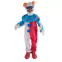 NEU Groß-Deko Grusel-Clown mit Bewegung, Licht und Sound, blau-weiß-rot, 95 cm