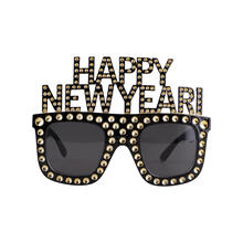 NEU Brille Happy New Year mit Schmucksteinen, schwarz