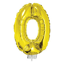 NEU Mini-Folienballon am Papierstbchen, Zahl 0, gold, ca. 40cm