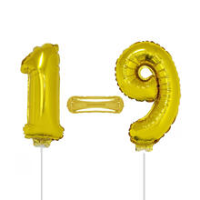 NEU Mini-Folienballon am Papierstäbchen, gold, ca. 40cm - verschiedene Varianten (Ziffern 0-9)