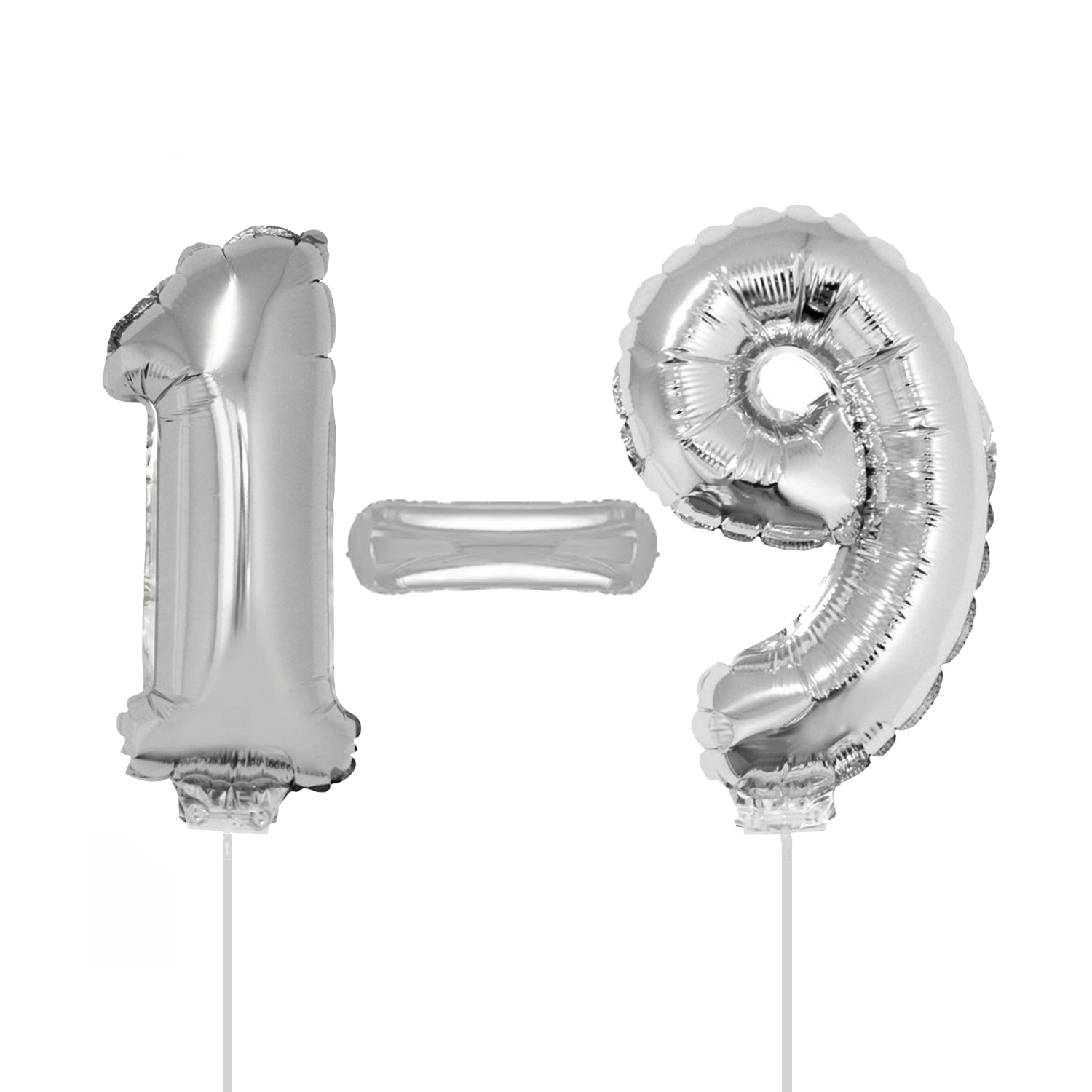 NEU Mini-Folienballon am Papierstäbchen, silber, ca. 40cm - verschiedene Varianten (Ziffern 0-9)
