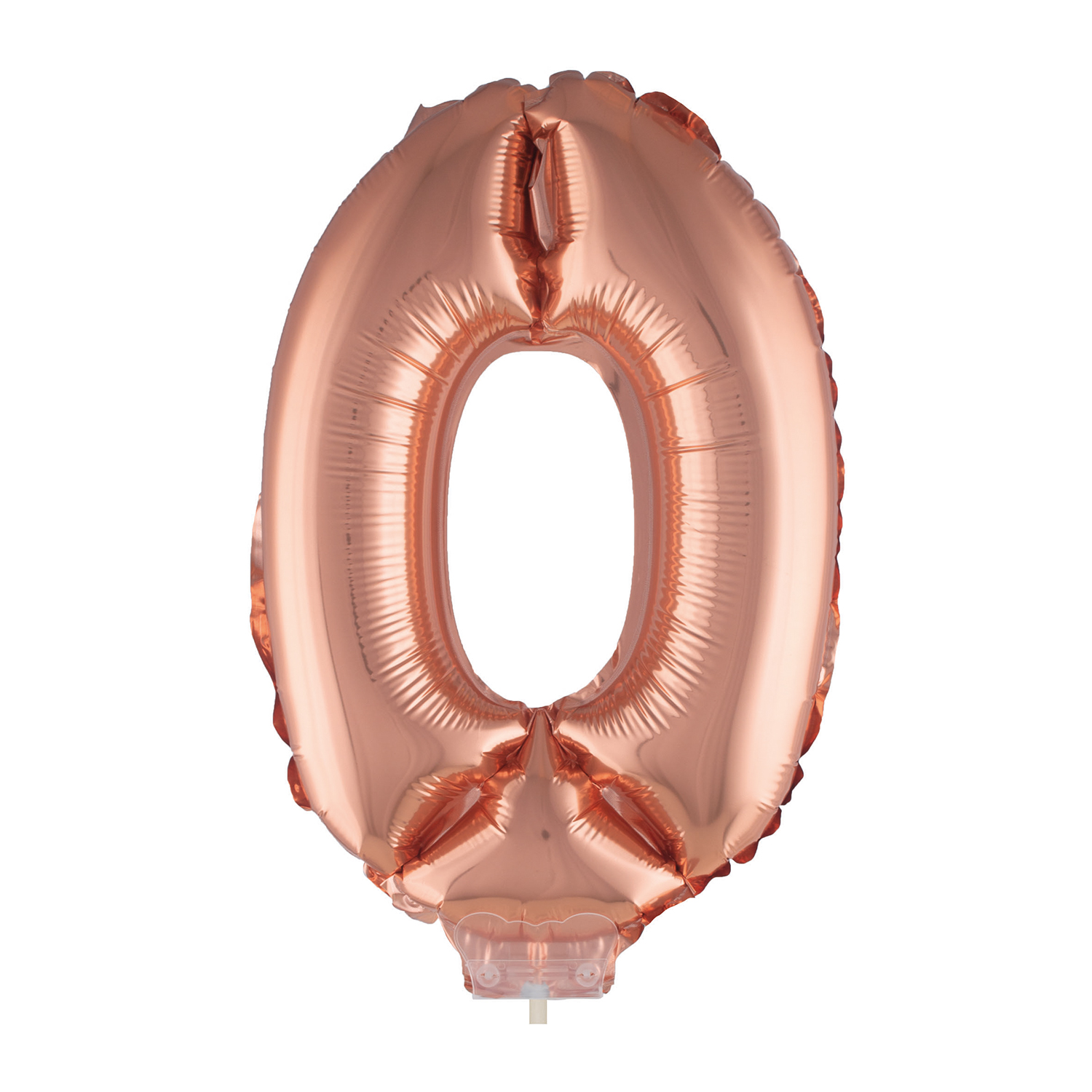 NEU Mini-Folienballon am Papierstbchen, Zahl 0, ros-gold / kupfer, ca. 40cm