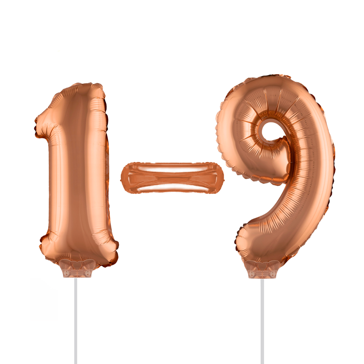 NEU Mini-Folienballon am Papierstäbchen, rosé-gold, ca. 40cm - verschiedene Varianten (Ziffern 0-9)