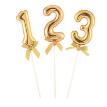 NEU Kuchen / Cake-Topper Mini Ziffer am Stab, 9 cm, gold, mit Stab ca. 15cm - verschiedene Ziffern