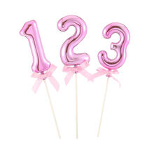 NEU Kuchen / Cake-Topper Mini Ziffer am Stab, 9 cm, pink, Stab ca. 15cm - verschiedene Ziffern