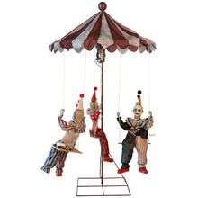 Dekofigur Karussell mit 3 Clowns, Animatronik mit Bewegung und Sound, ca. 130x130x220cm