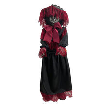 NEU Halloween-Deko-Figur Puppe rot-schwarz mit Licht, Sound und Bewegung, ca. 90cm