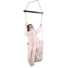 NEU Halloween-Deko-Figur Schaukelndes Mdchen Scarlet, mit Licht, Sound und Bewegung, ca. 62,5 cm
