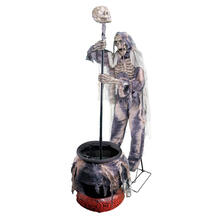 NEU Halloween-Deko-Figur Sensenmann mit Kessel, mit Licht, Sound und Bewegung, ca. 190 cm