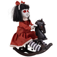 Halloween-Deko Rockin Rosie mit Schaukelpferd, mit Bewegung, Licht & Sound, ca. 38 cm