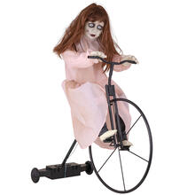Dekofigur Cycling Cindy, Animatronik mit Bewegung und Sound, ca. 72x30x94cm