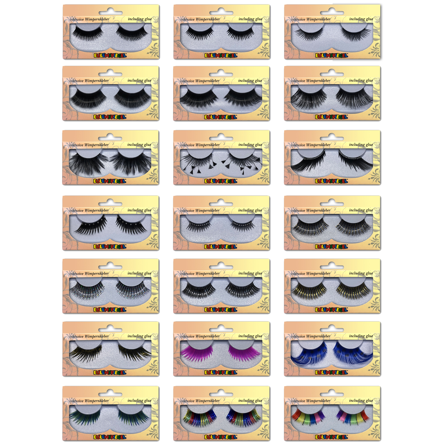 SALE EULENSPIEGEL Künstliche Wimpern inkl. Wimpernkleber & Anleitung, 1 Paar - Verschiedene Varianten