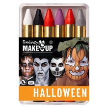 SALE Fantasy Theater-Make-Up / Creme-Schminkstifte auf Fettbasis, in Kunststoffbox, 6 Halloween-Farben