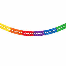 Girlande Seidenpapier, 16 x 16 cm, 4 m lang, schwer entflammbar, Regenbogen