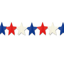 Girlande Sterne blau-wei-rot USA, 3 m